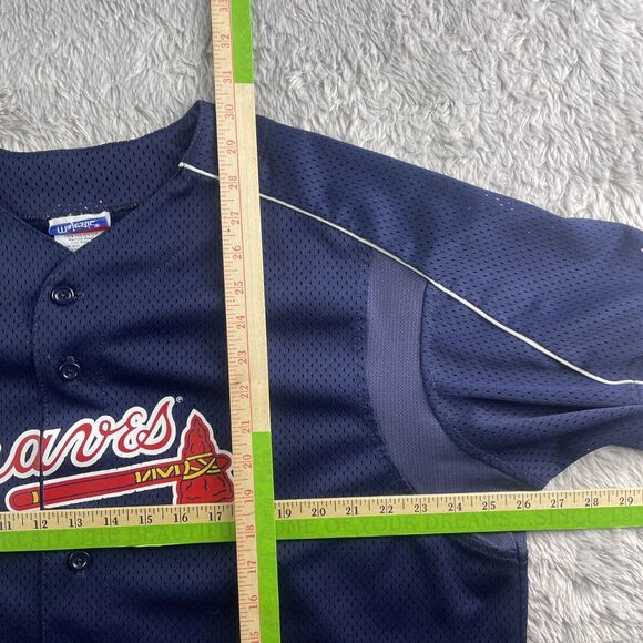 Vintage Atlanta Braves Jersey Mens Extra Large Blue Majestic Mesh USA Made 90s - Picture 6 of 11